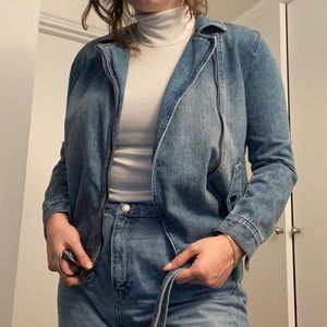Oversized belted jean jacket